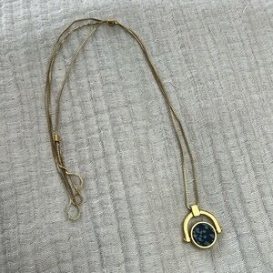 Handmade local vintage geometric gold necklace with slide chain length adjuster